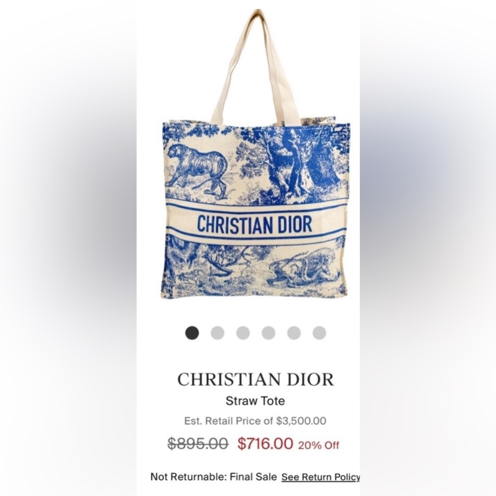 New in bag Christian Dior VIP Dioriviera Raffia Tote in Tan & … - Picture 6 of 9